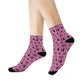 Winter Wonderland Pink Crew Socks - Soft & Elastic Polyester/Spandex Blend - One Size Fits All