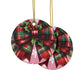 Corquette Bow Ceramic Ornaments, 2-Side Print, (1pc, 3pcs, 5pcs, 10pcs)