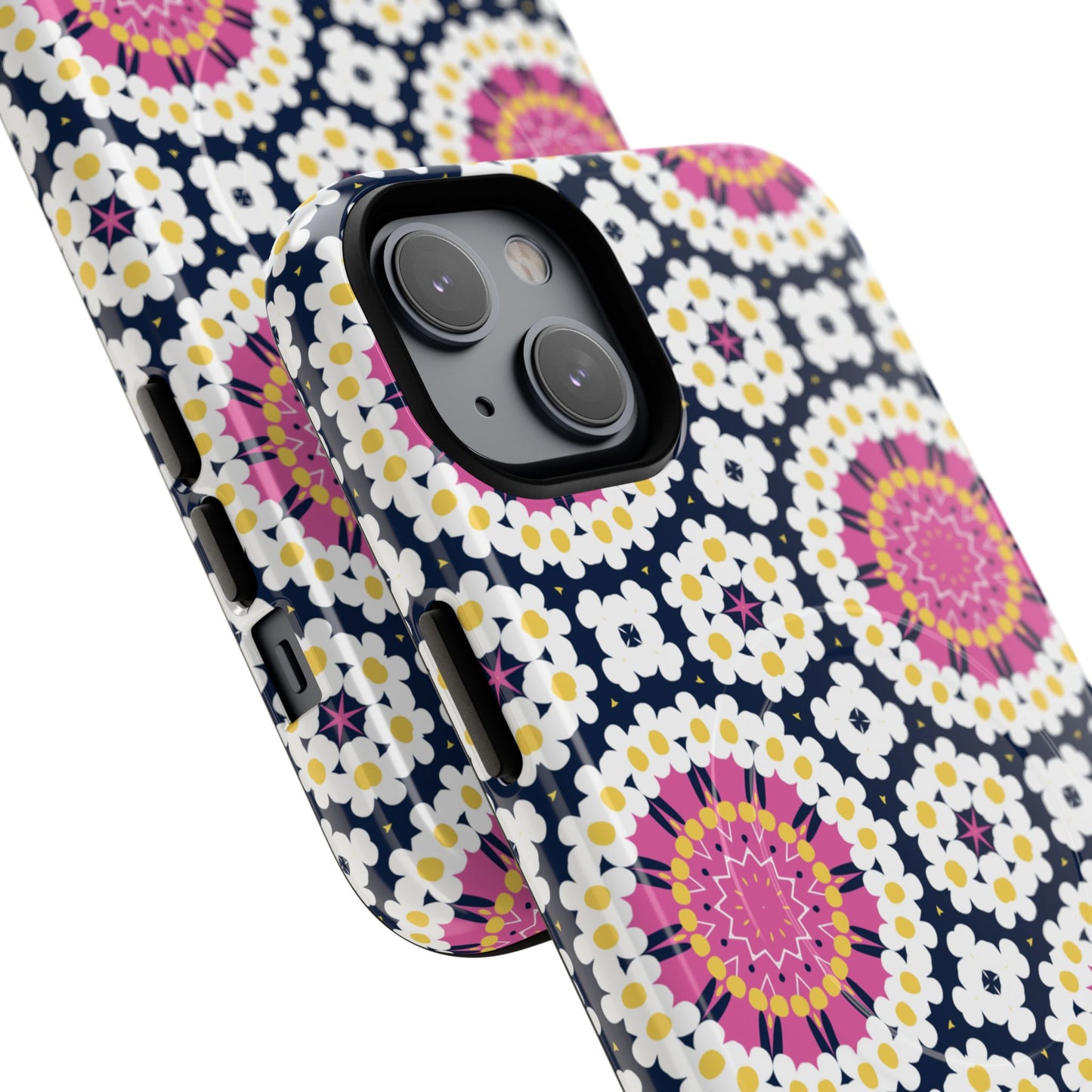 Petal Prism Pop Tough Magnetic iPhone Case, Tough Protection, Unique Design, Gift for Her, iPhone Accessories, Boho Style, Floral MagSafe Accessory.