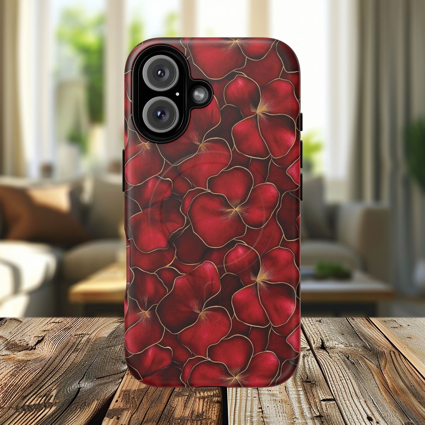 Velvet Petal Noir Tough iPhone Magnetic Case, iPhone Cover, Stylish Accessories, Gift for Her, Gift for Mother's, Floral Design, Protective iPhone Case