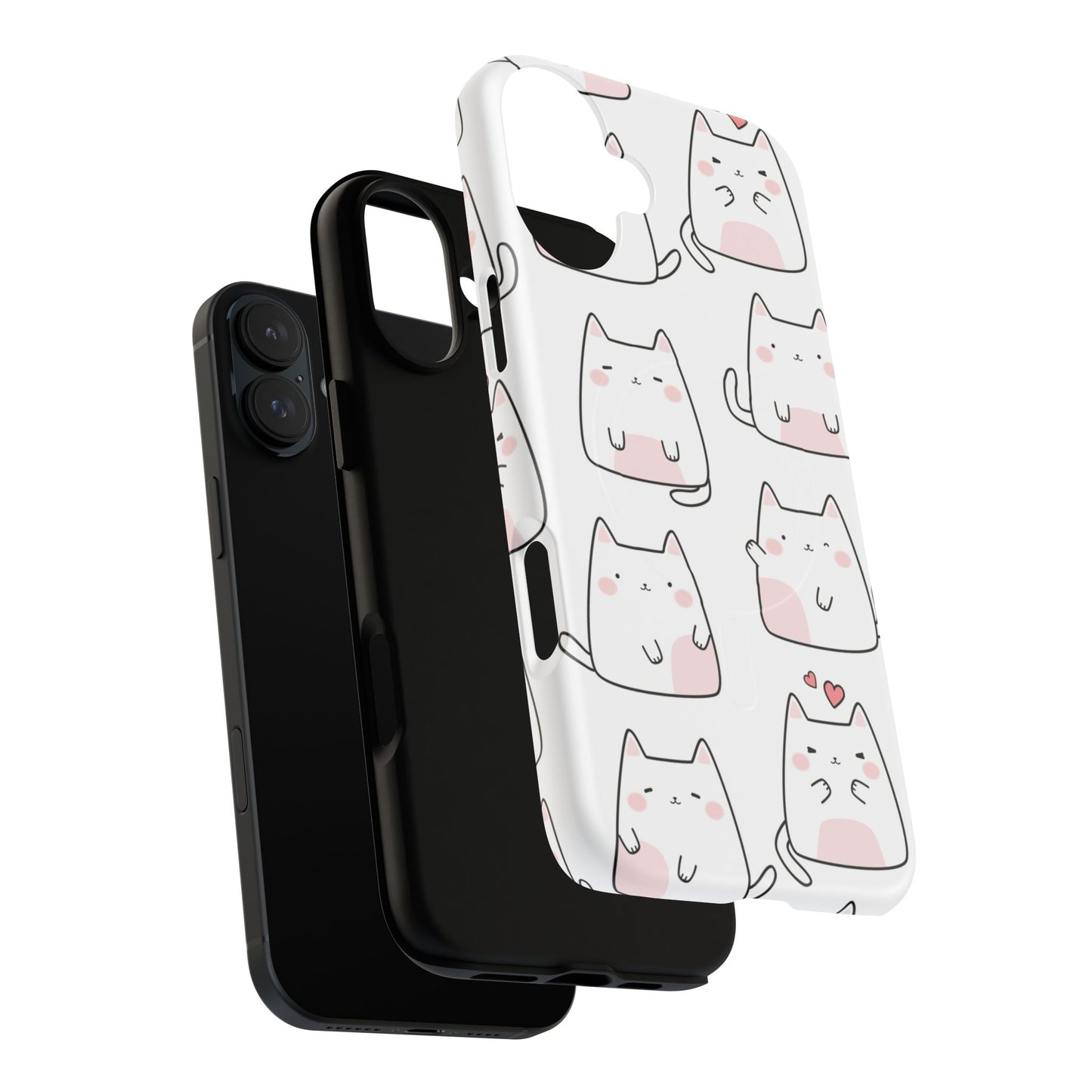 Cute Kawaii Cat Tough Magnetic iPhone Case, Cute Cat Lover Gift, Kawaii iPhone Cover, Tough iPhone Case, Unique Pet Themed Accessory,