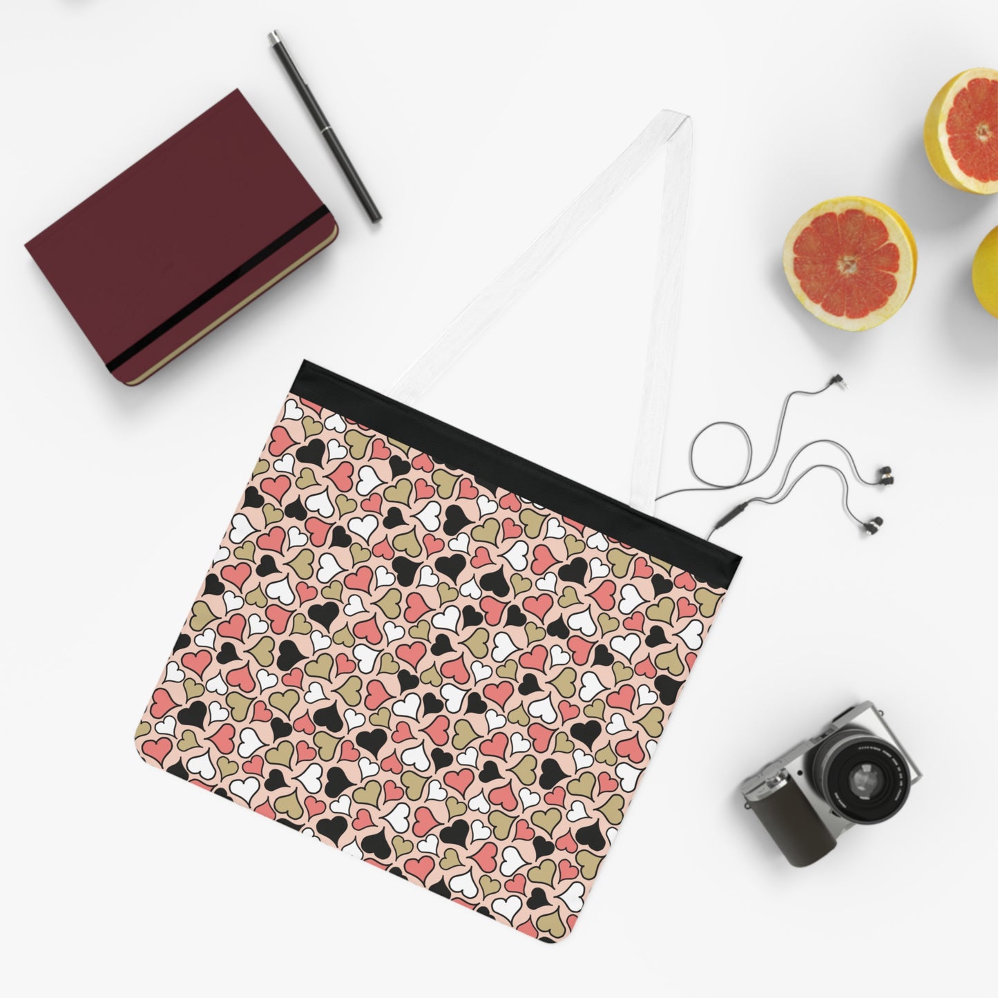 Cute Heart Pattern Shoulder Tote Bag – Perfect for Everyday Use & Gifts