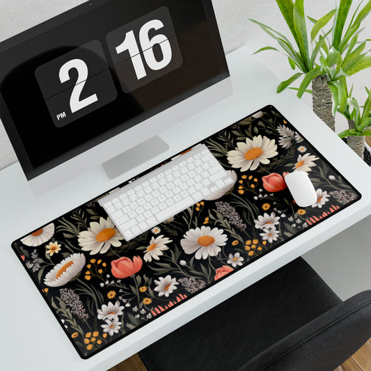 Blossom Elegance: Noir Garden Desk Mat