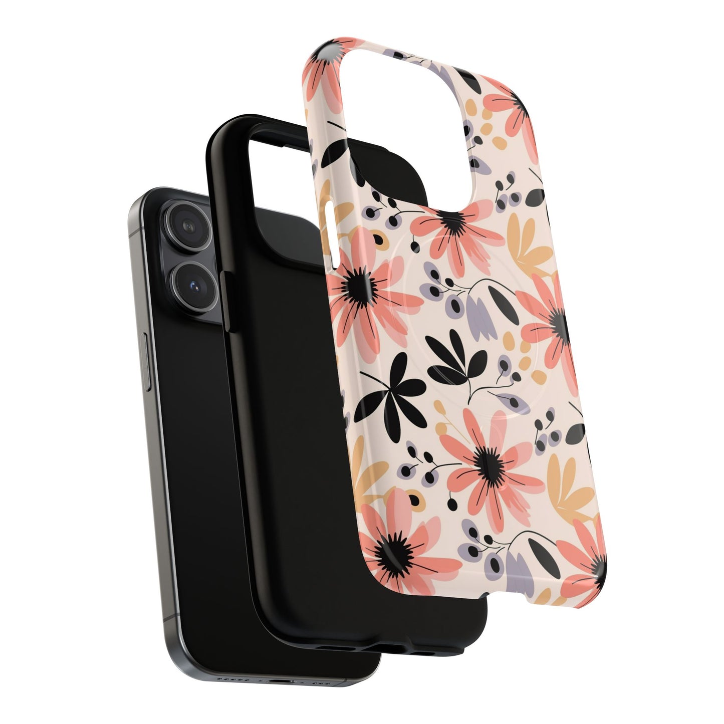 Stylish Soft Petal Noir iPhone Case, Floral iPhone Accessory for Her, Tough iPhone Magnetic Cases, Trendy iPhone Cover, Gift for Friends, Summer Vibes