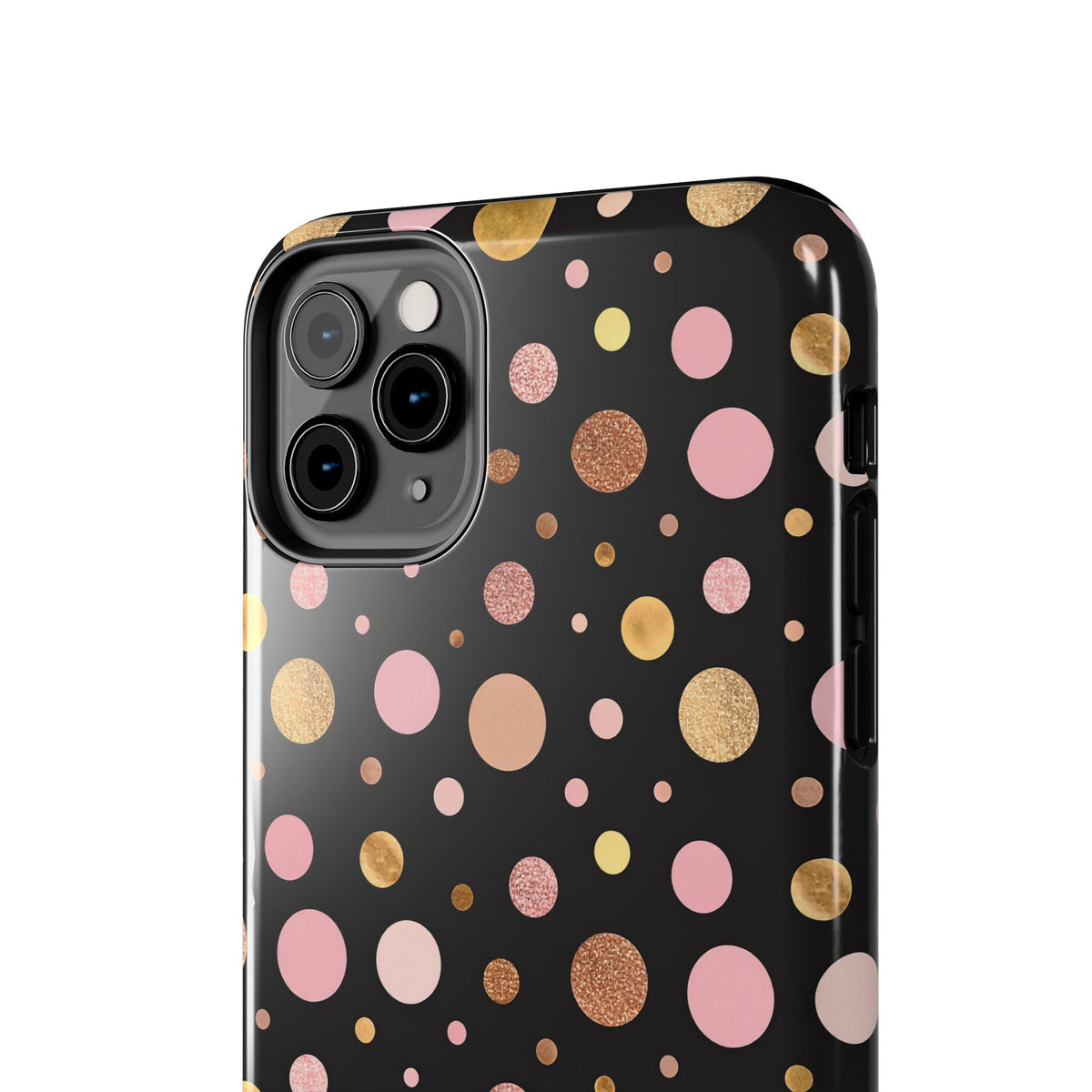 Personalized Gold & Pink Confetti Tough Phone Case — Glitter Dot Protective Phone Cover