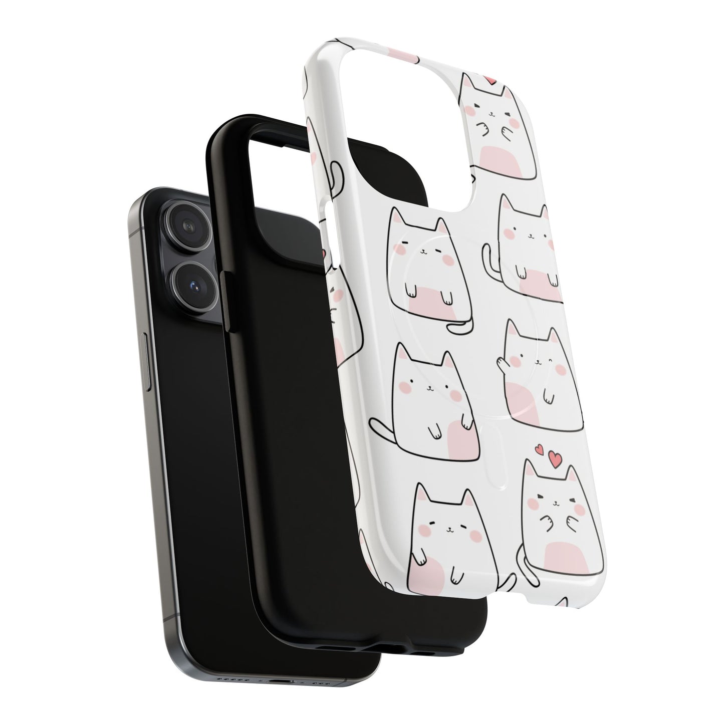 Cute Kawaii Cat Tough Magnetic iPhone Case, Cute Cat Lover Gift, Kawaii iPhone Cover, Tough iPhone Case, Unique Pet Themed Accessory,