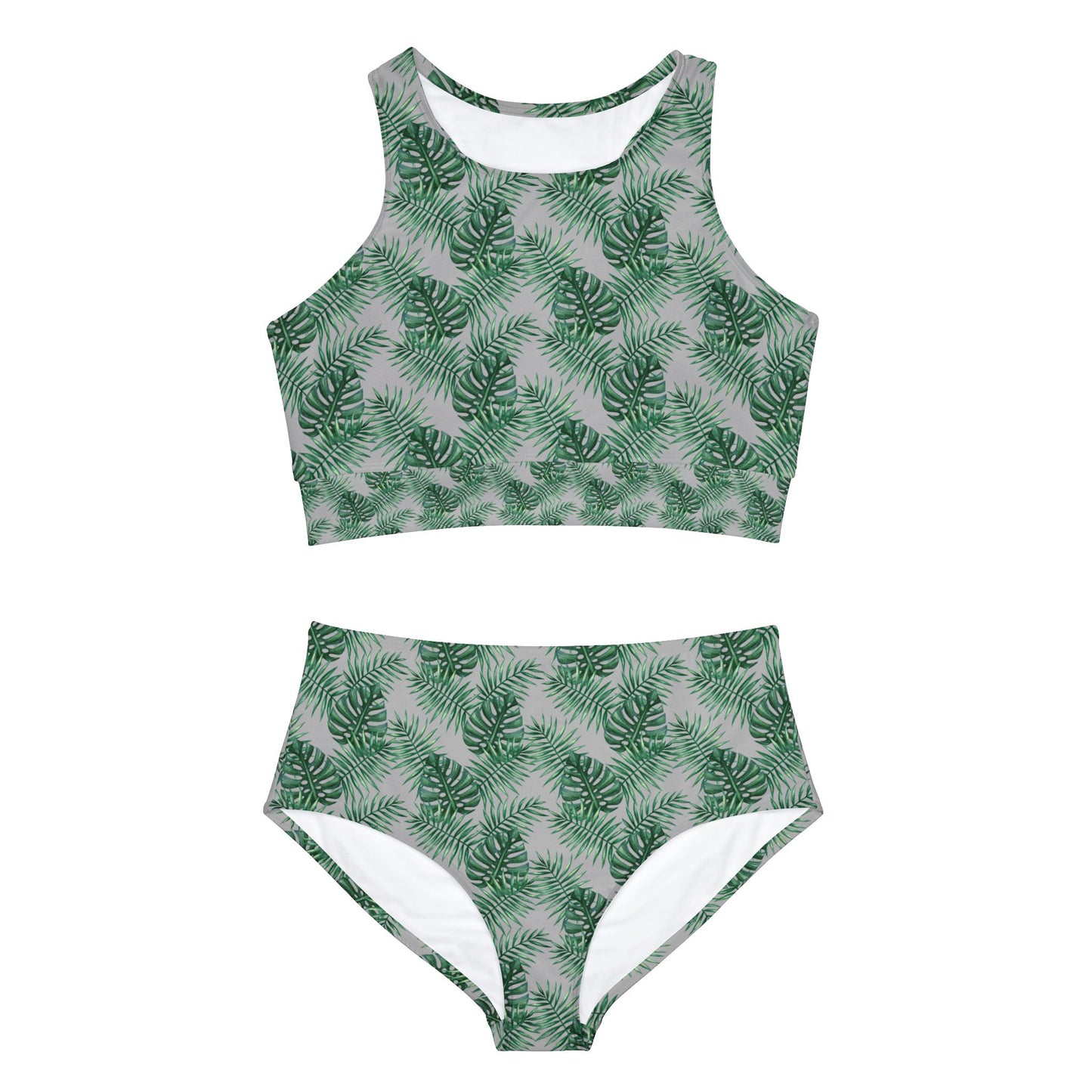 Grey Tropical Bliss Sporty Bikini Set (AOP)