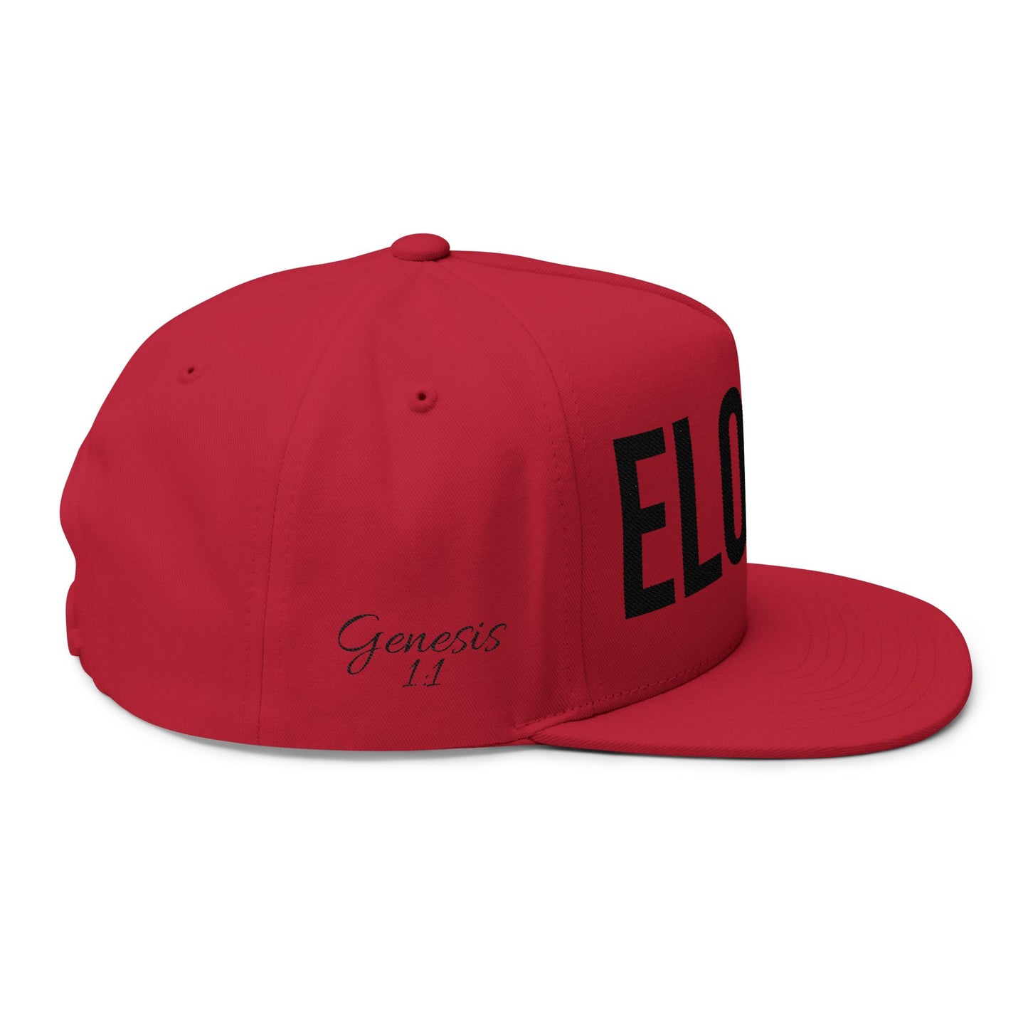 Stylish Flat Bill Cap with ELOHIM GENESIS 1:1 Embroidery - Perfect for Christian Occasion, Trendy Hat for Men and Women, Gift for Graduations, Summer Cap.