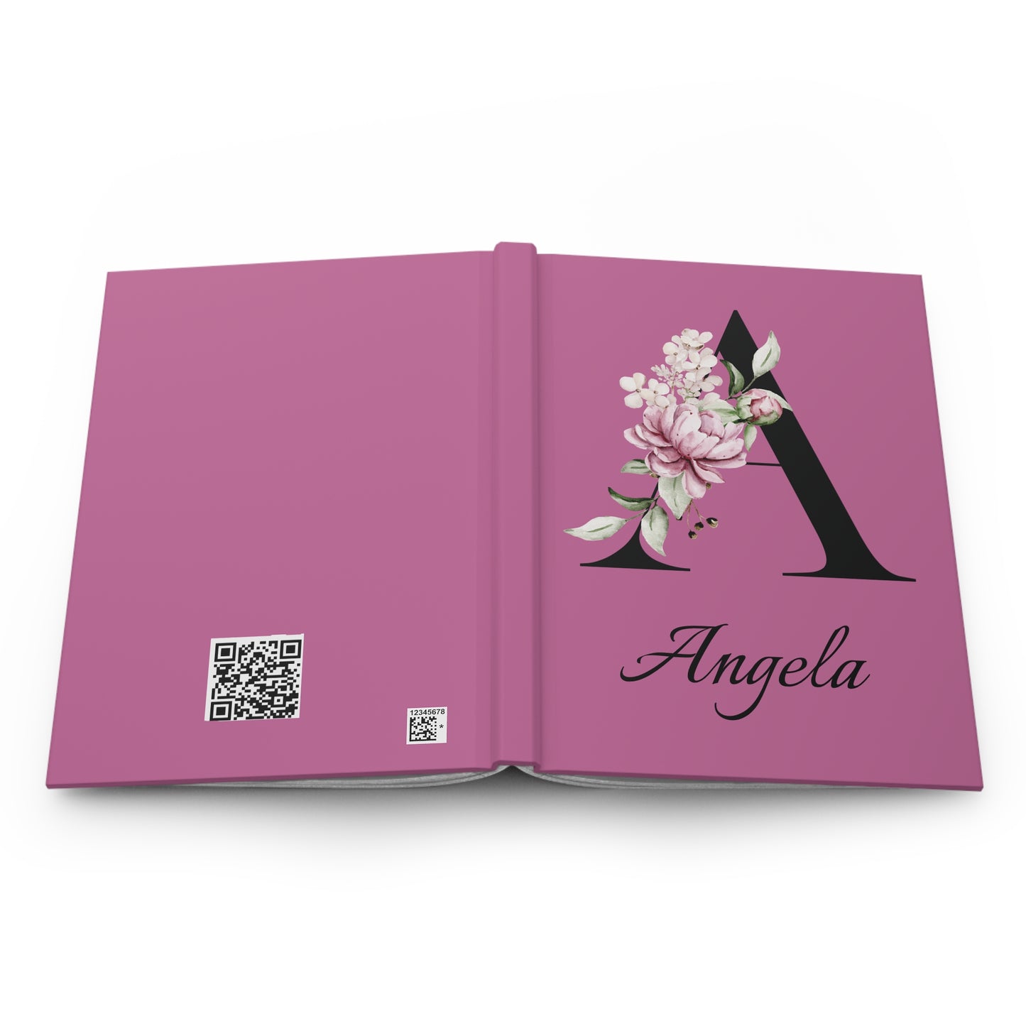 Personalized Floral Monogram Hardcover Journal — Custom Name Notebook