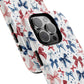 Patriotic Coquette Tough iPhone Magnetic Case, Stylish Gift for Her, Summer Celebrations, Cute Bow Design