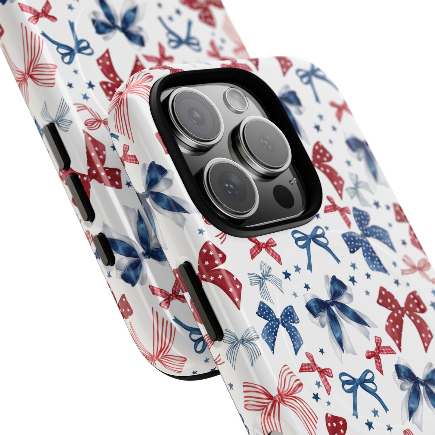 Patriotic Coquette Tough iPhone Magnetic Case, Stylish Gift for Her, Summer Celebrations, Cute Bow Design