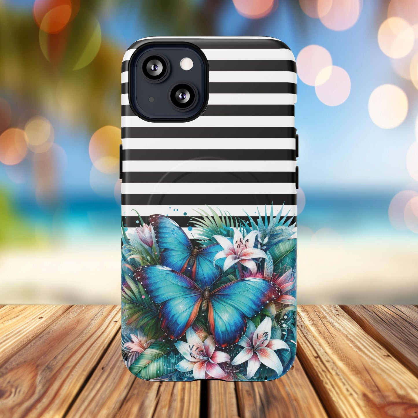 Wings of Wonder Tough iPhone Magnetic Case, Stylish Protection, Durable iPhone Cover, Butterfly Design Gift, Floral Case,Trendy Tech Accessory.