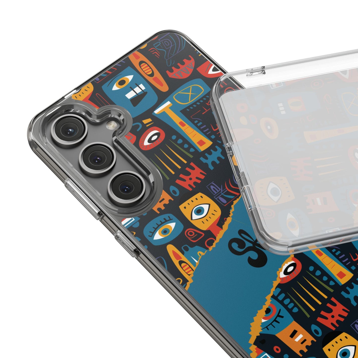 Phone Case — Colorful Abstract Faces Clear Impact-Resistant Case