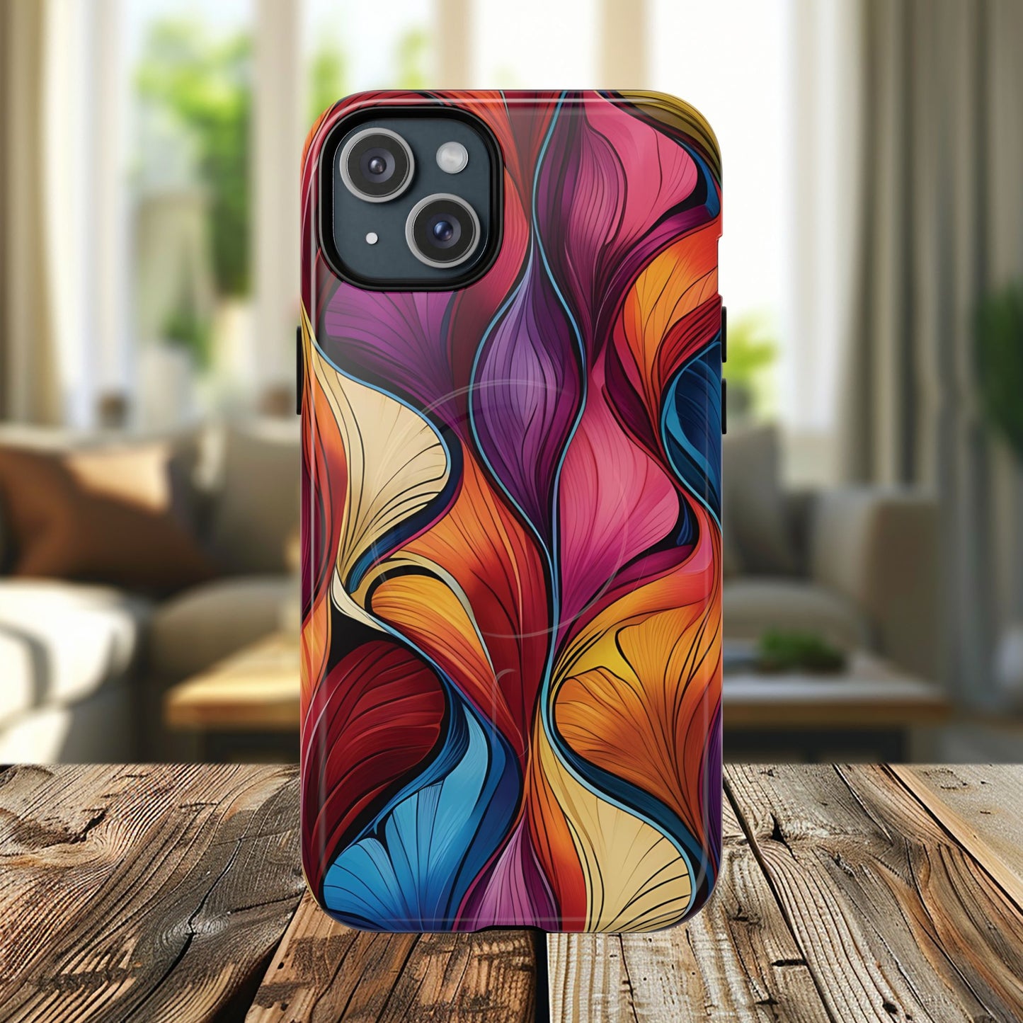 Vibrant Leaf Wave Tough Magnetic Phone Case, Vibrant Smartphone Cover, Unique Protective Case for Gifts, Phone Accessories, Trendy Design