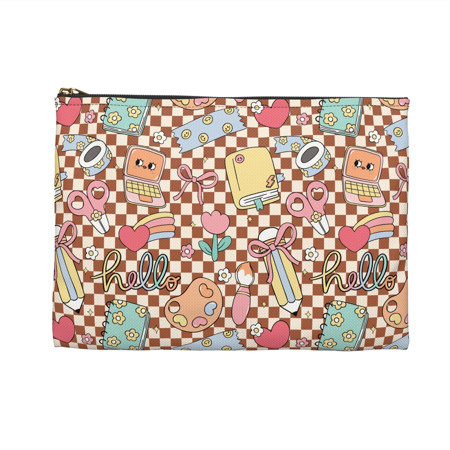 Personalized Brown Doodle Daydream Composition Book Inspired Accessory Pouch, Kids School Supplies, Classroom Organizer, Teacher Gift, Fun Stationery Case, Back to School