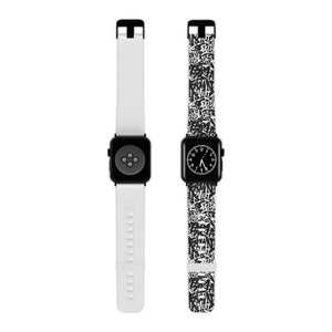 Urban Graffiti Trendy Apple Watch Band with Urban Design - Black and White Graffiti Style