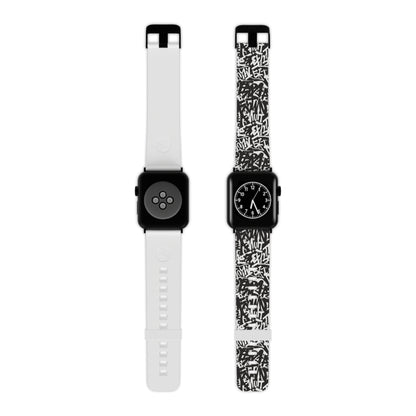 Urban Graffiti Trendy Apple Watch Band with Urban Design - Black and White Graffiti Style
