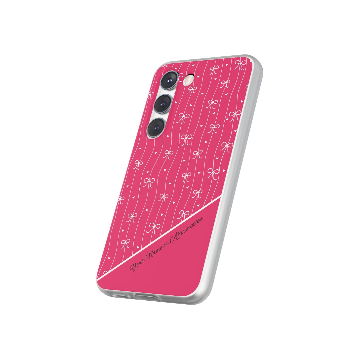 Personalized Pink Bow Coquette Slim Flexi iPhone and Samsung Cases — Custom Name or Affirmation