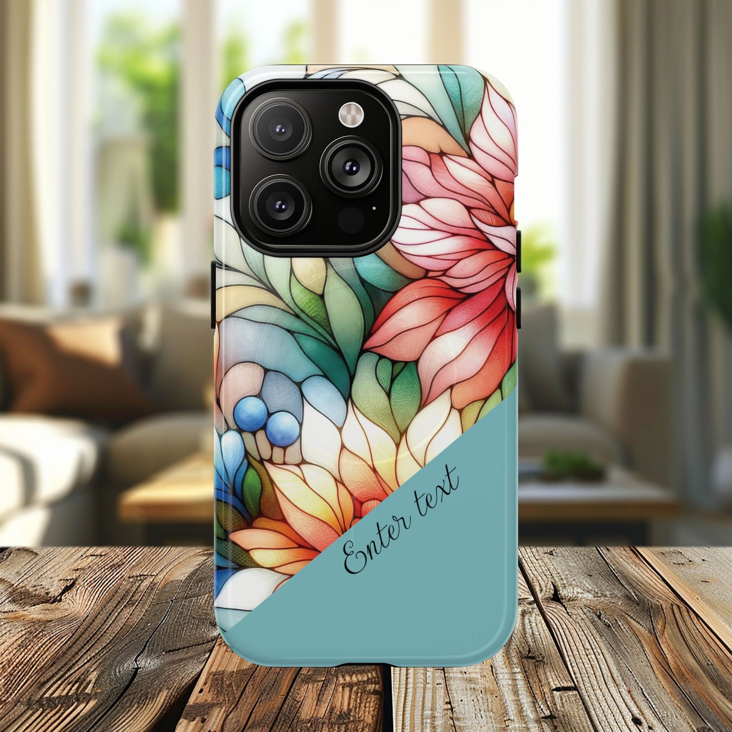 Personalized Radiant Gardenlight Stained Glass Tough MagSafe Magnetic Case, Vibrant Flower Cover, Durable Protective Case, Unique Gift for Her, Spring Elegance, iPhone® 13, 14, 15, 16, 17, Pro, Pro Max, Plus Cases.