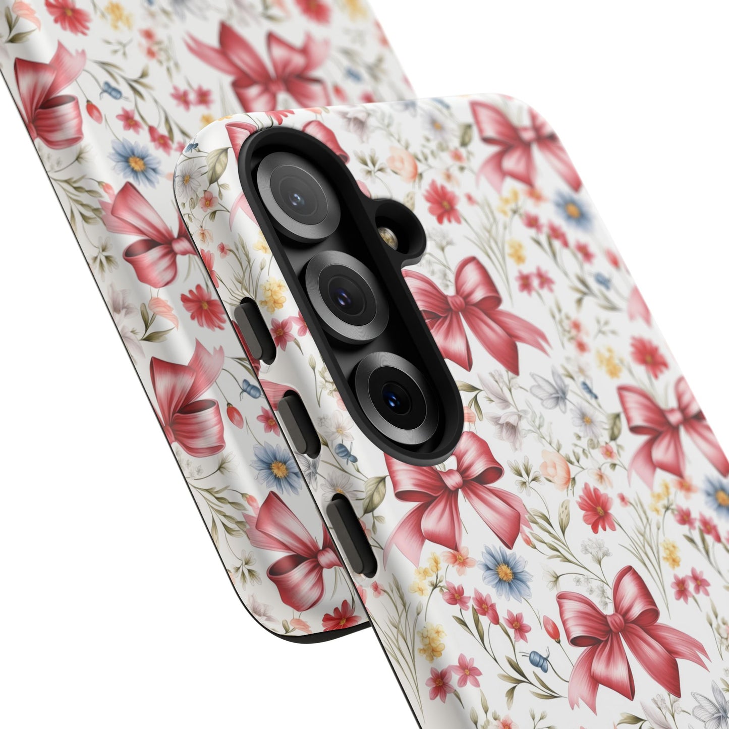 Personalized Rosette Coquette Phone Case - Custom Name/Message 'I Am Stronger Than The Storm' Floral Bow Protective Case