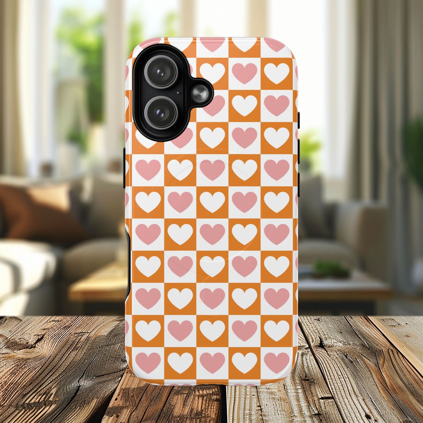 Heart Pattern Magnetic iPhone Case, Valentine Gift, Cute iPhone Accessory, Durable Case for Lovers, Custom iPhone Skin, Sweetheart Case