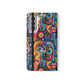 Psychedelic Visions Vibrant Art Flip iPhone and Samsung Phone Case - Colorful Faces Design for Phone Protection