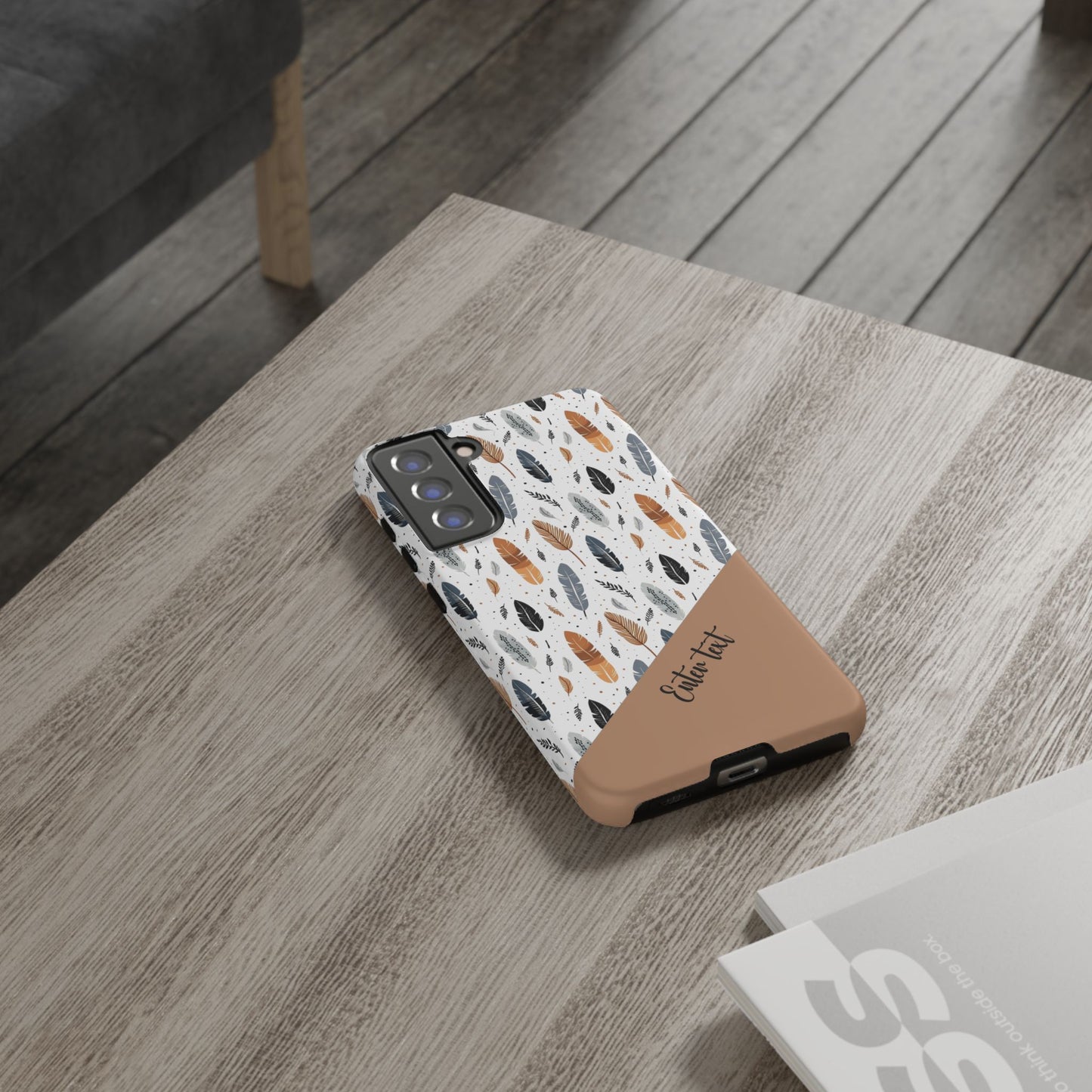 Personalized Whispering Feathers Tough Case — Dark Feather Protective Phone Case for Samsung & Google