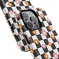 Groovy Checkered Bloom iPhone Case, Tough Magnetic Cases for Women, Stylish iPhone Cover, Trendy Floral Print, Gift for Her, Everyday Accessories
