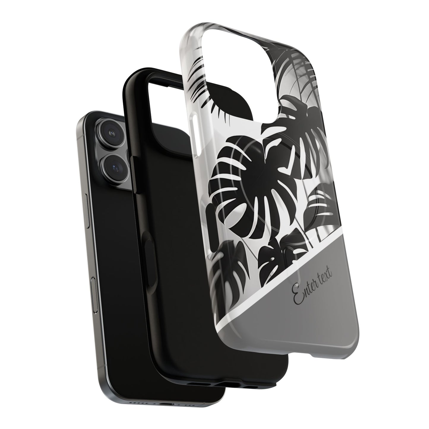 Personalized Monochrome Monstera Tropical Phone Case - Tough Magnetic MagSafe® Cases, Gifts for Nature Lovers, Stylish Phone Accessories, Gifts for Her.