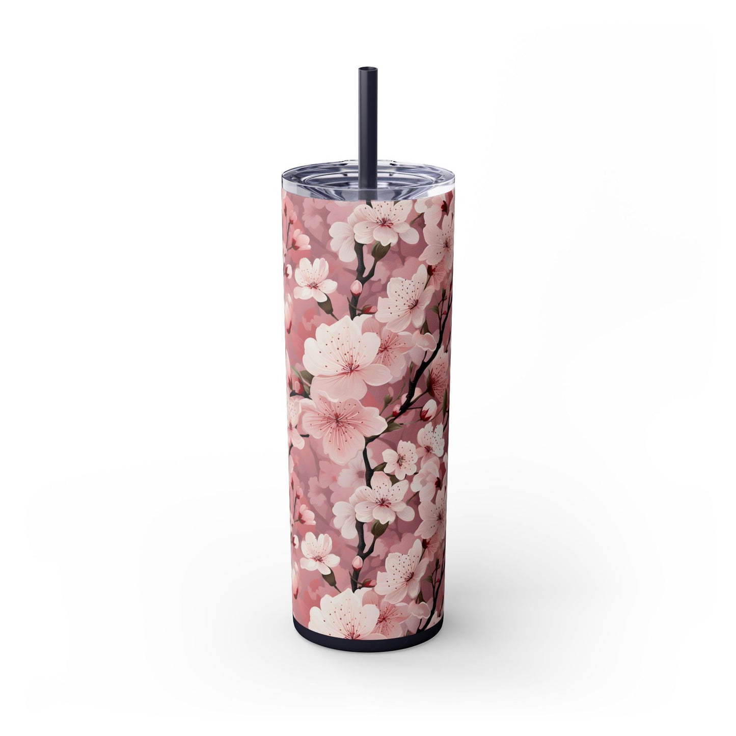 Cherry Blossom Skinny Tumbler with Straw - 20oz Floral Drinkware