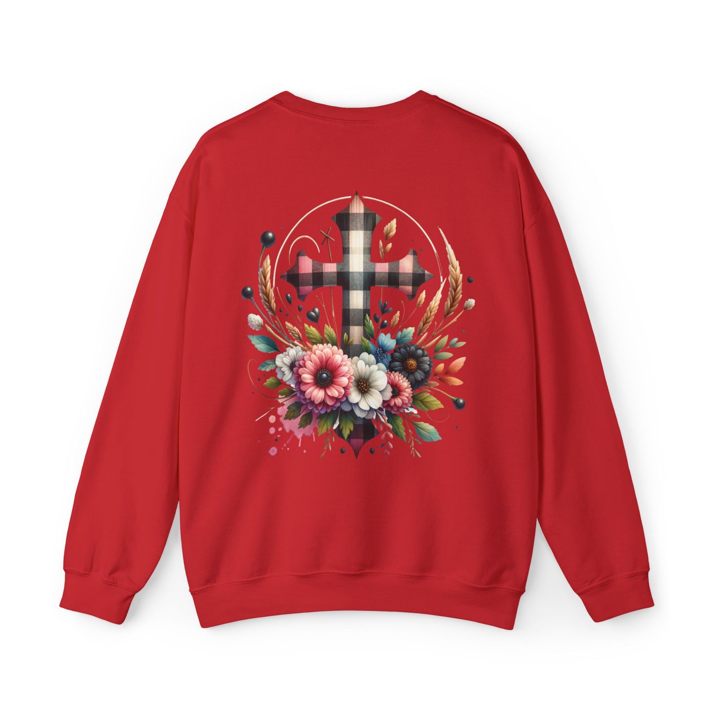 Faith and Floral Cross Unisex Heavy Blend Crewneck