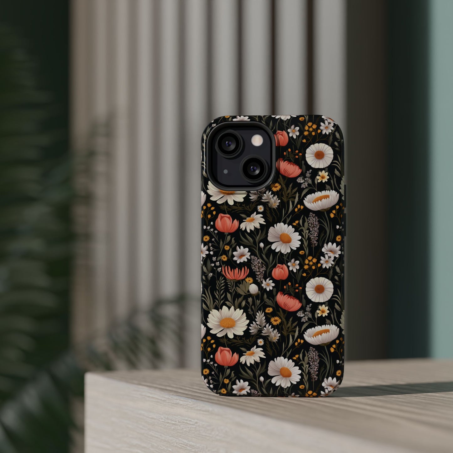 Blossom Elegance: Noir Garden Magnetic Tough iPhone Cases