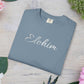 Embroidery 'ELOHIM, GENESIS 1:1' - Faith-Based Unisex Garment-Dyed Comfort Colors T-shirt, Faith Gift Tee, Religious Tee, Embroidery Tee.