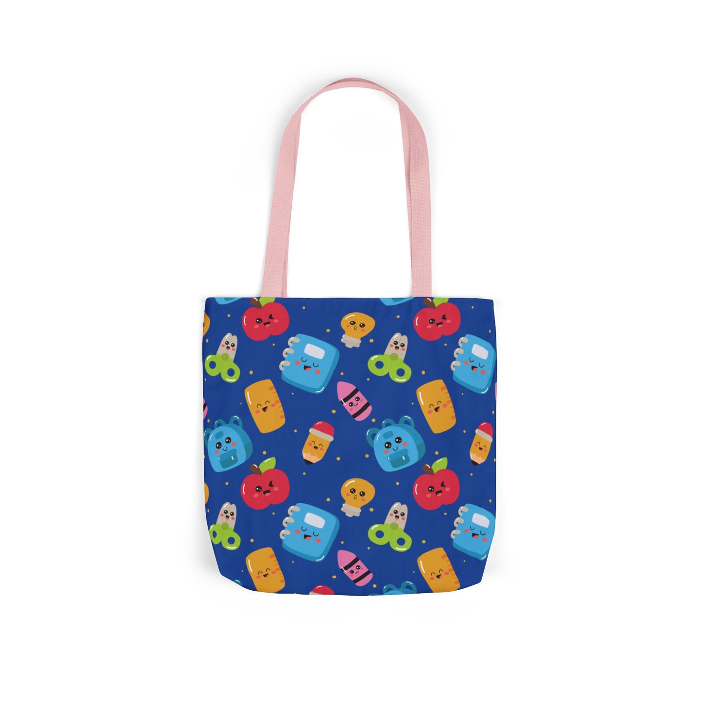 Personalized Blue Kawaii Composition Book Inspired Canvas Tote Bag with Colorful Straps, Cute School Bag, Eco-Friendly Tote, Back to School Shopping Bag, Teacher Gift Idea