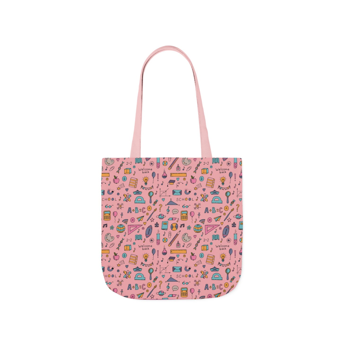 Personalized Pink Chalkboard Chic Composition Book Inspired Canvas Tote Bag with Colorful Straps, Cute School Bag, Eco-Friendly Tote, Back to School Shopping Bag, Teacher Gift Idea