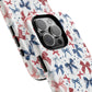 Patriotic Coquette Tough iPhone Magnetic Case, Stylish Gift for Her, Summer Celebrations, Cute Bow Design