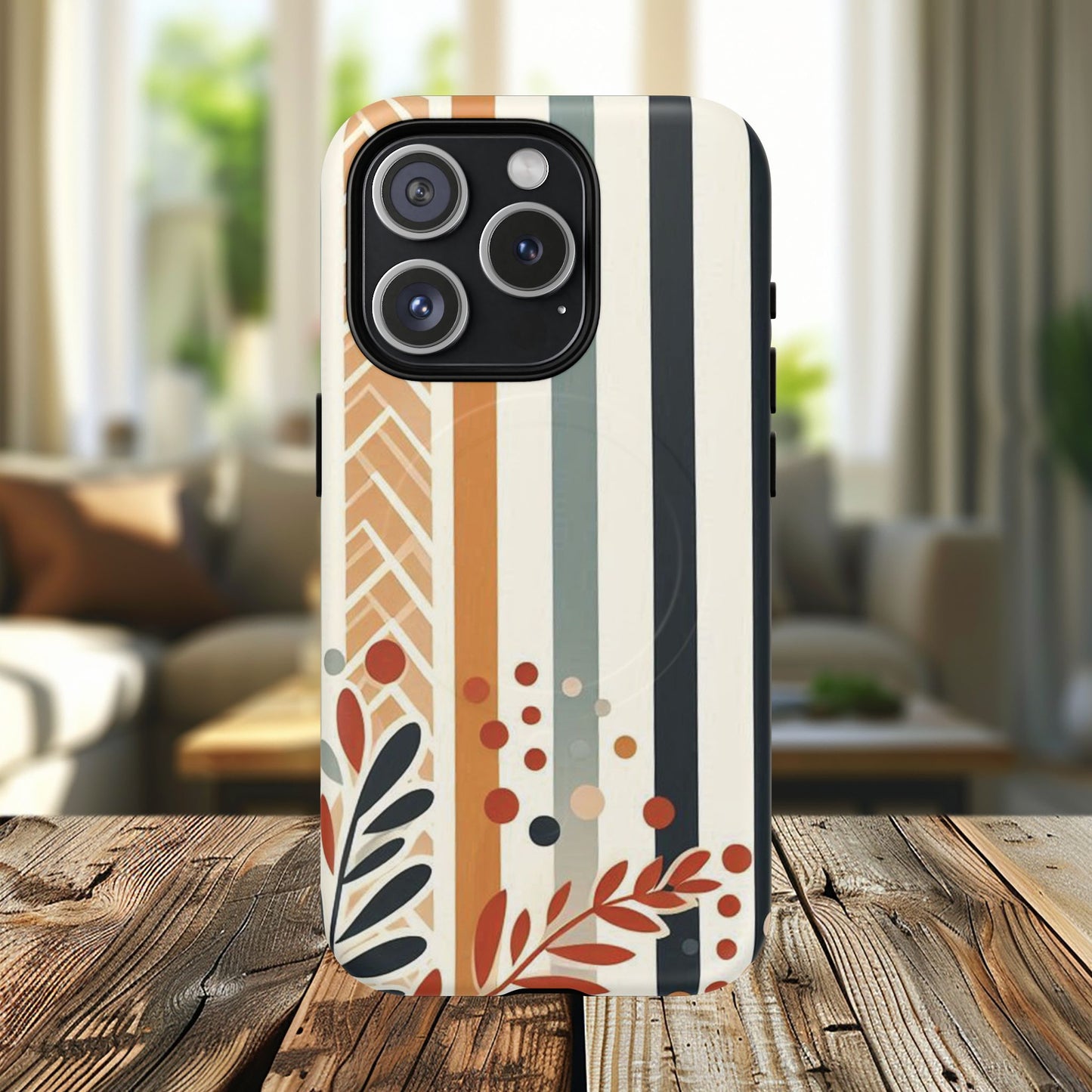 Terracotta Trails Tough Magnetic iPhone Cases for Everyday Use, Floral Patterned Stability Case, Gift for Her, Durable iPhone Accessory.