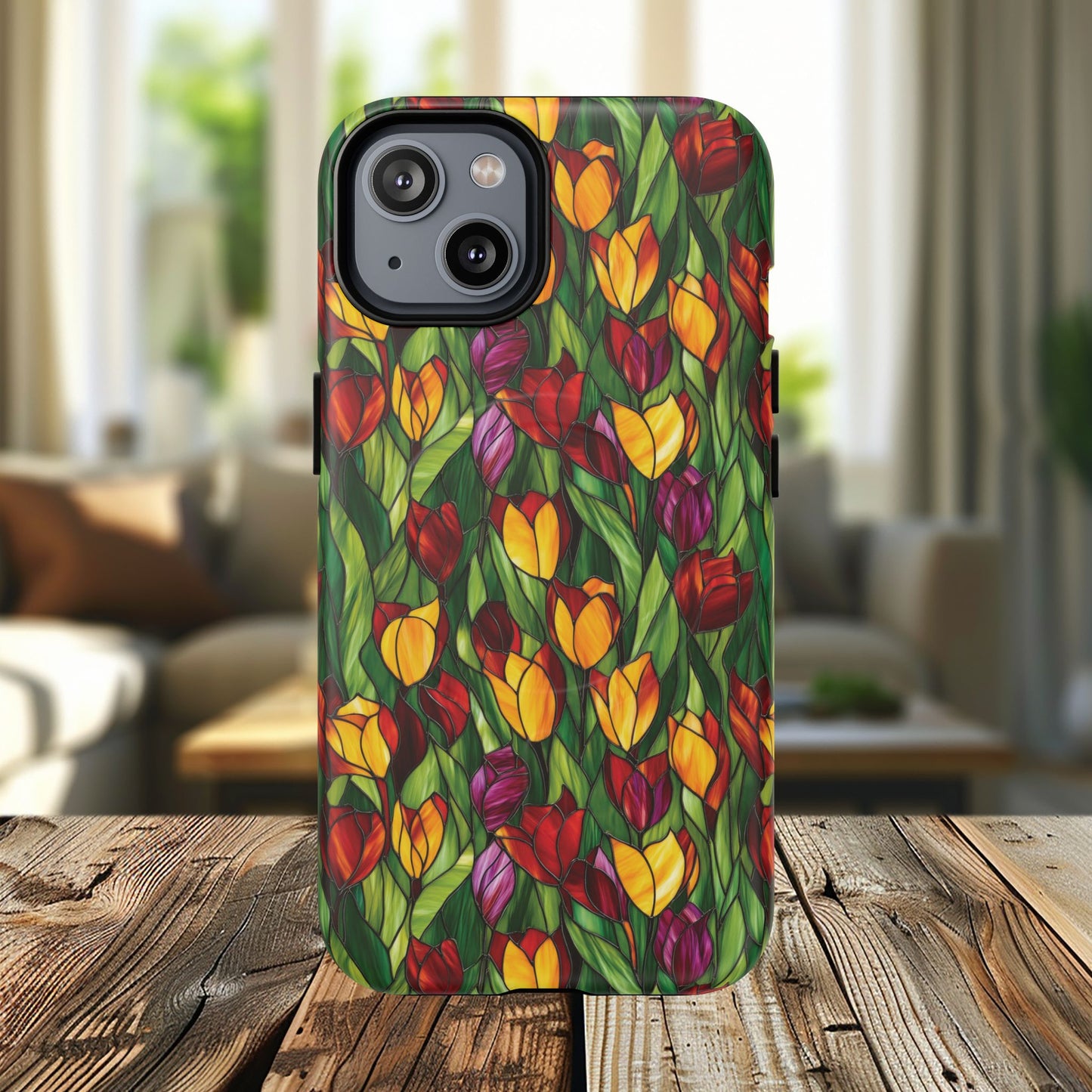 Floral Luminous Whirl Tough Magnetic iPhone Case, Stylish Protection for Everyday Life, Gift for Flower Lovers, Unique iPhone Accessory, Stained Glass iPhone Protection.
