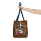 Faith and Floral Cross Heart Tote Bag