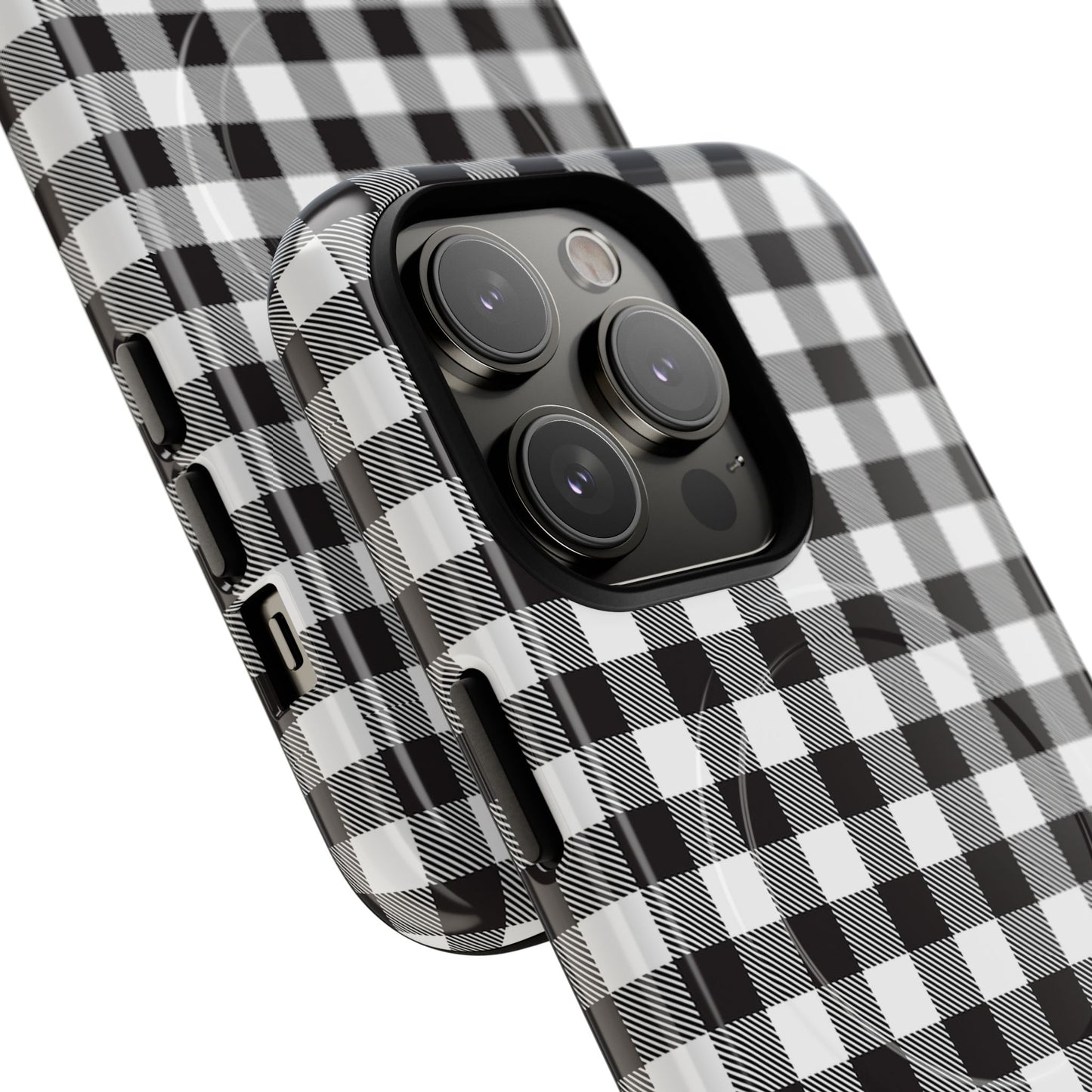 Black and White Gingham Phone Case, Tough Magnetic Cases, Stylish Phone Cover, Gift for Her, Trendy Phone Accessory, Checkered Print