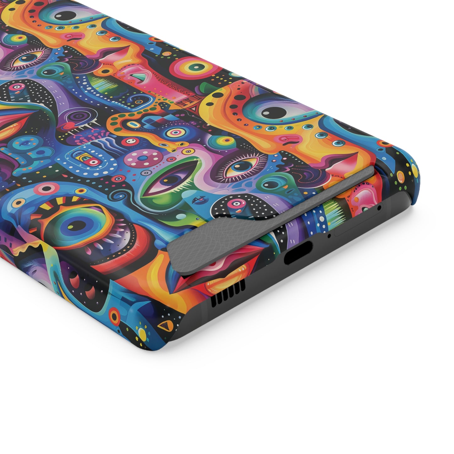 Psychedelic Visions Phone Case with Card Holder - Colorful and Stylish Design for Creatives