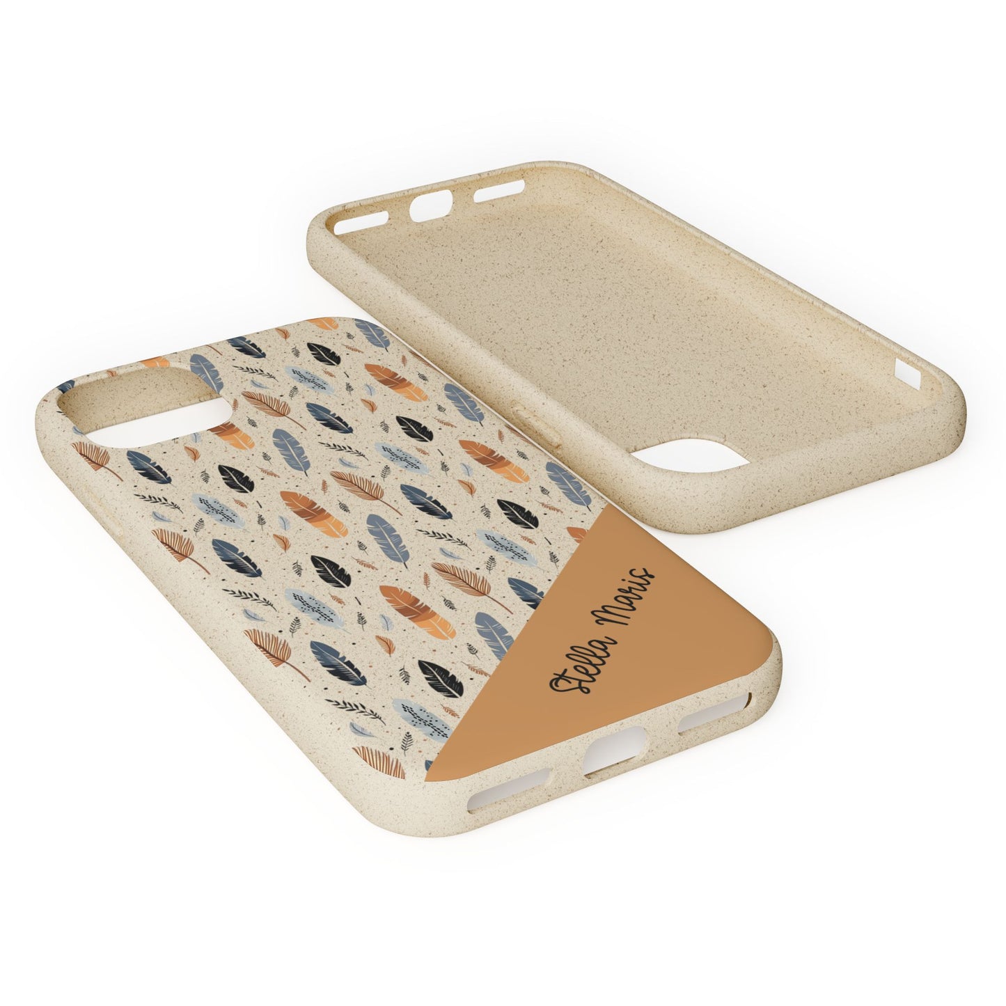 Personalized Whispering Feathers Samsung and iPhone Biodegradable Case, Custom Name Case.