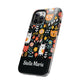 Personalized Whimsical Feline Garden Tough Phone Case — Custom Name iPhone & Samsung
