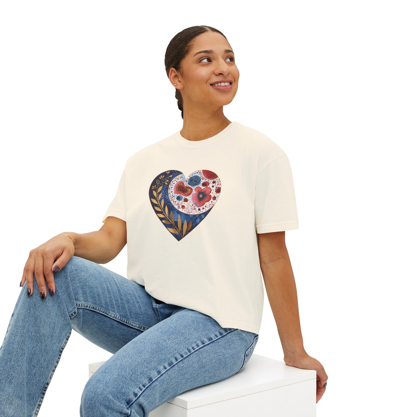 Floral Heart Women's Boxy Tee