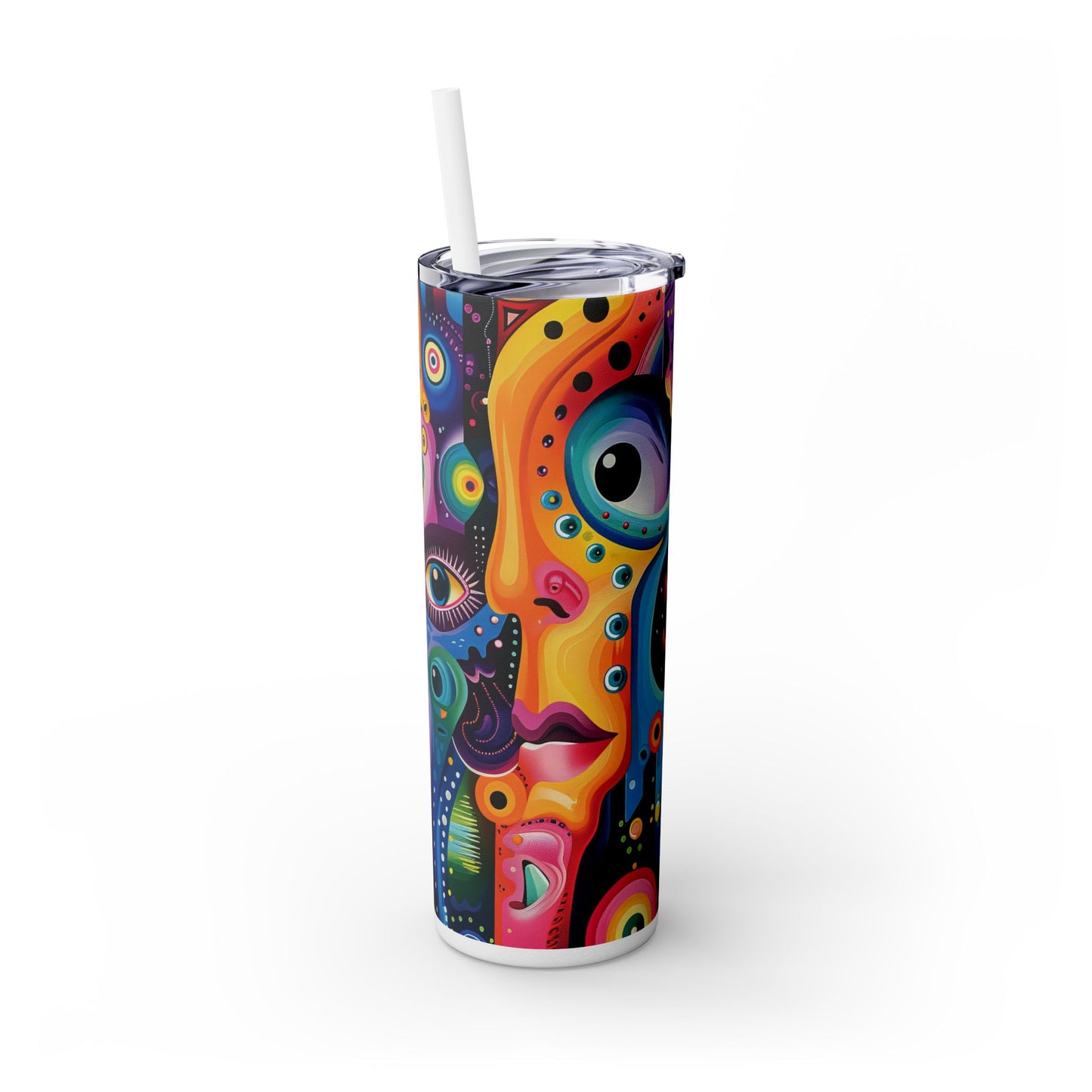 Psychedelic Visions Skinny Tumbler with Straw, 20oz