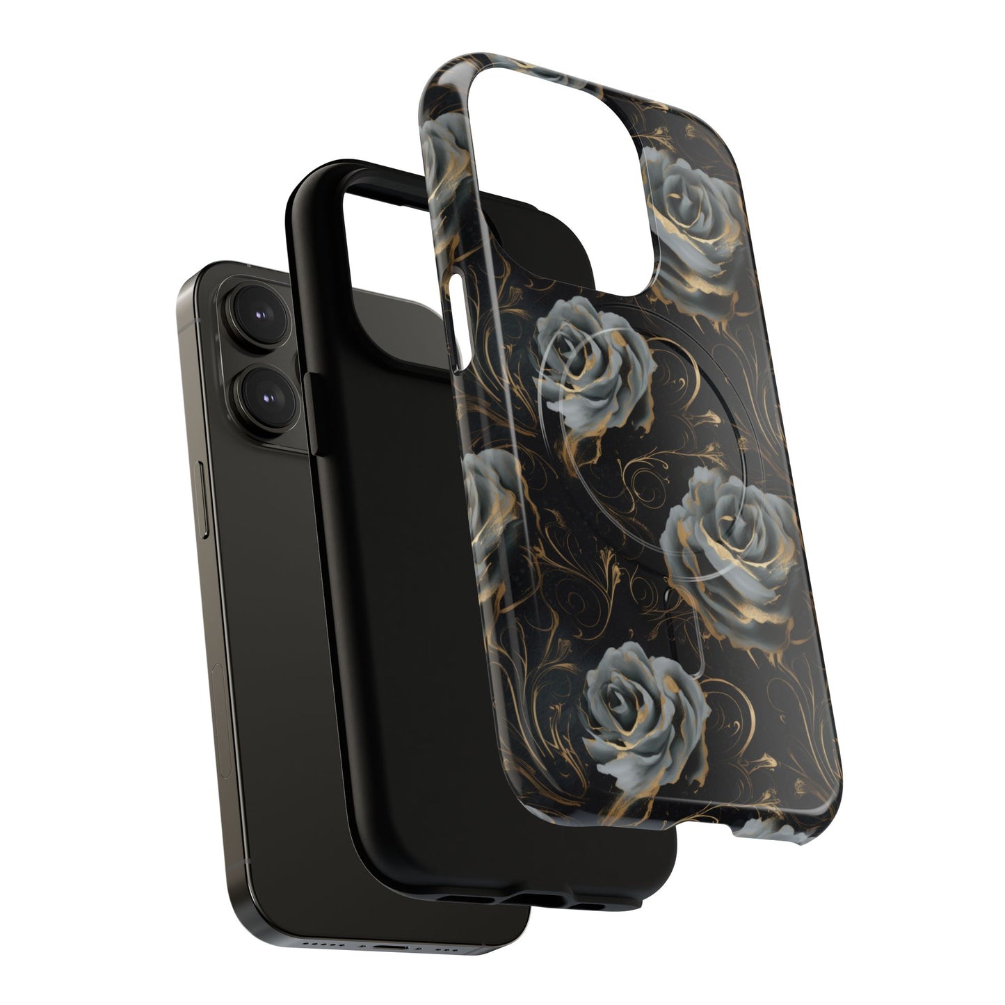 Midnight Bloom Tough iPhone Magnetic Cases,  iPhone 14, iPhone 15, iPhone 16, Pro, Pro Max, Plus MagSafe Case, Protective Tech Accessories, Gift for Her, Floral Design