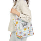 Personalized White Schoolyard Chic Composition Book Inspired Canvas Tote Bag with Colorful Straps, Cute School Bag, Eco-Friendly Tote, Back to School Shopping Bag, Teacher Gift Idea