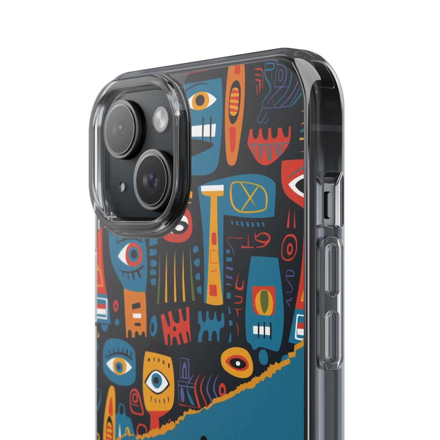 Phone Case — Colorful Abstract Faces Clear Impact-Resistant Case