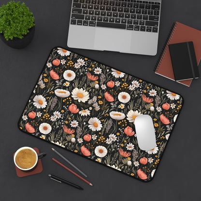 Blossom Elegance: Noir Garden Desk Mat