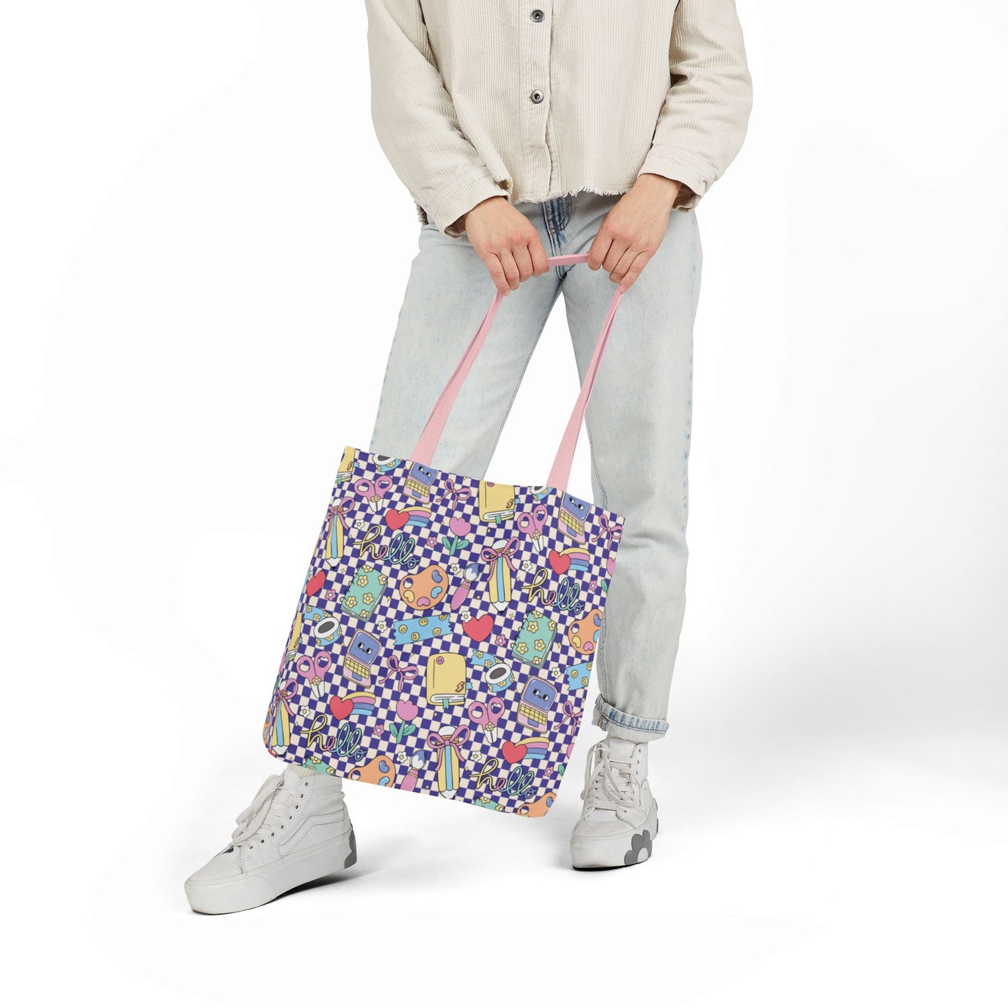 Personalized Purple Doodle Daydream Composition Book Inspired Canvas Tote Bag with Colorful Straps, Cute School Bag, Eco-Friendly Tote, Back to School Shopping Bag, Teacher Gift Idea